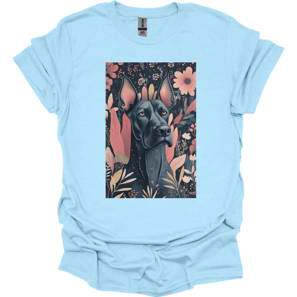 Great Dane - Boho Dog T-Shirt - Light Blue