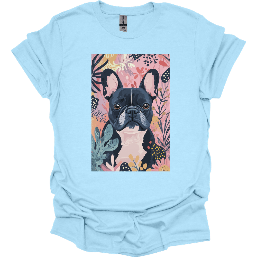 French Bulldog - Boho Dog T-Shirt - Light Blue