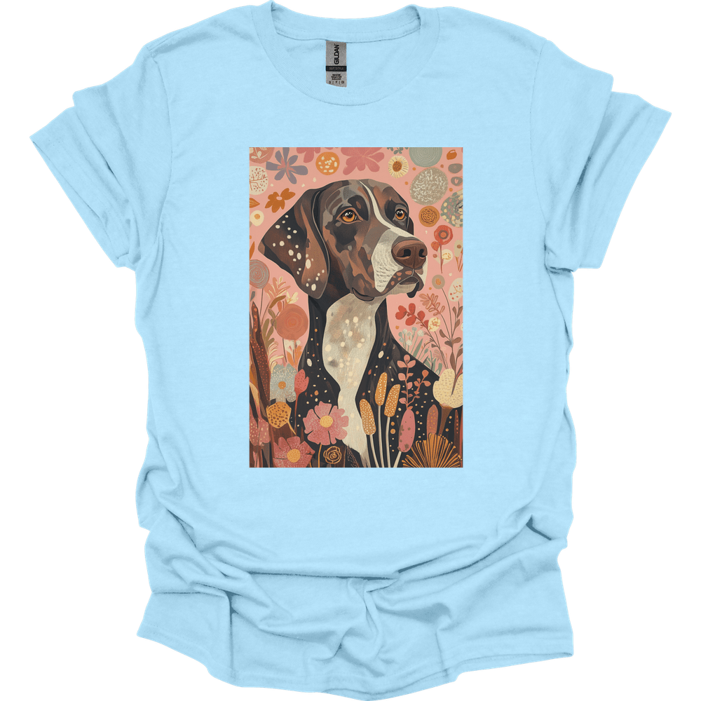 German Shorthaired Pointer - Boho Dog T-Shirt - Light Blue