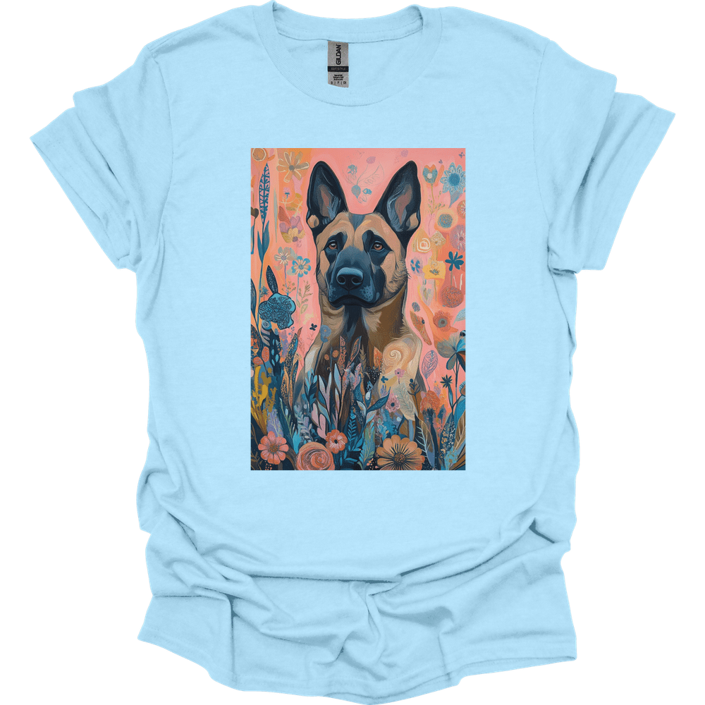 Dutch Shepherd - Boho Dog T-Shirt - Light Blue
