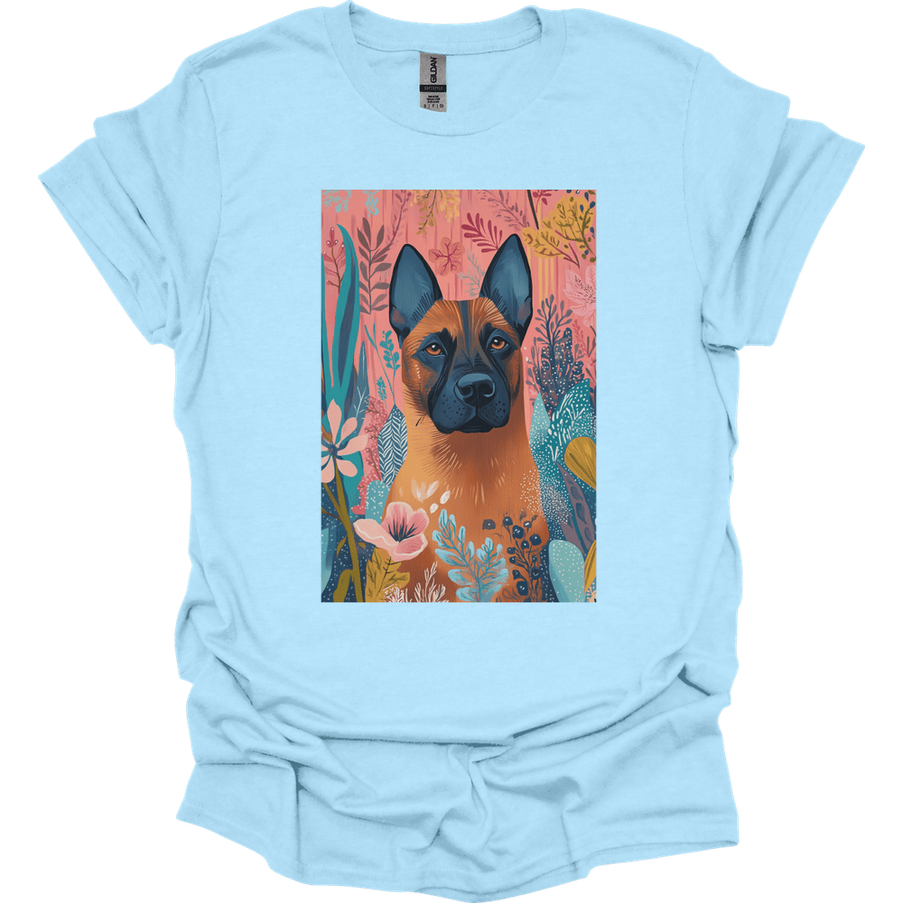 Beligian Malinois - Boho Dog T-Shirt - Light Blue