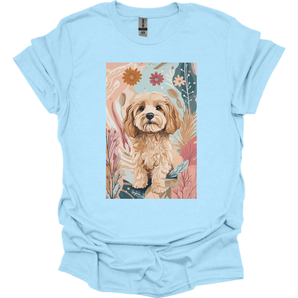 Cavapoo - Boho Dog T-Shirt - Light Blue