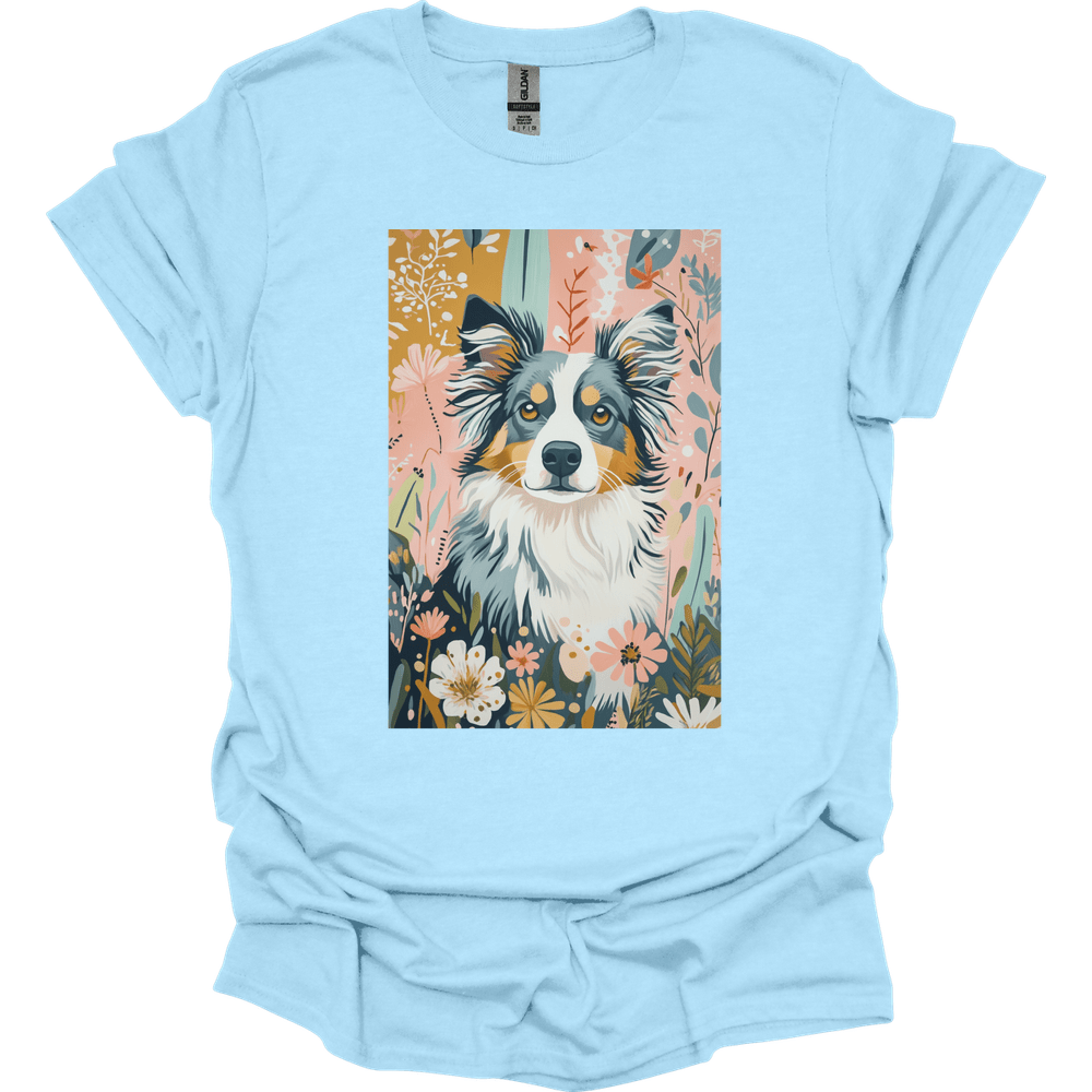 Australian Shepherd - Boho Dog T-Shirt - Light Blue