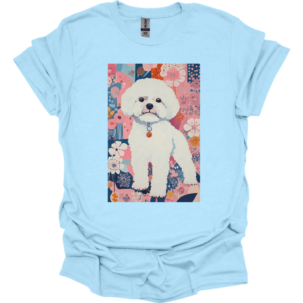 Bichon Frise - Boho Dog T-Shirt - Light Blue