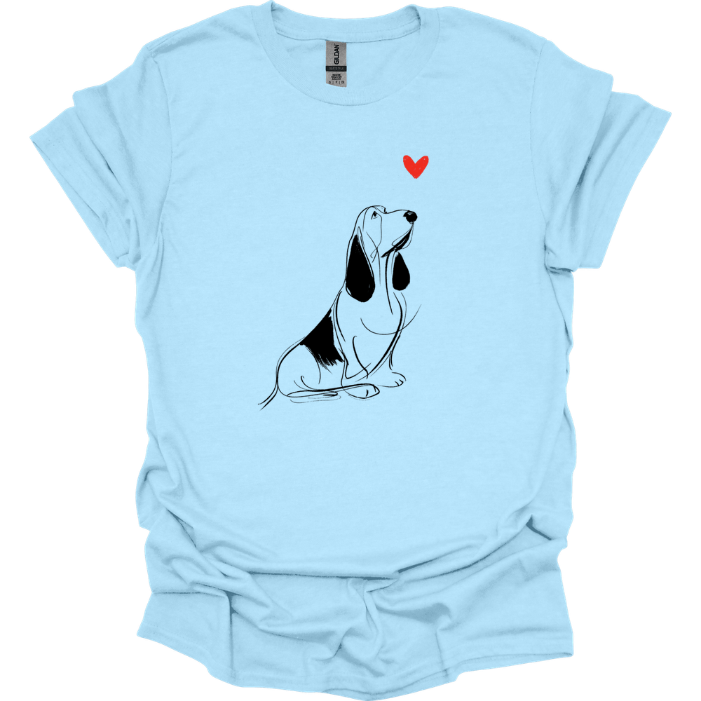 Basset Hound - Sketch Dog T-Shirt - Light Blue