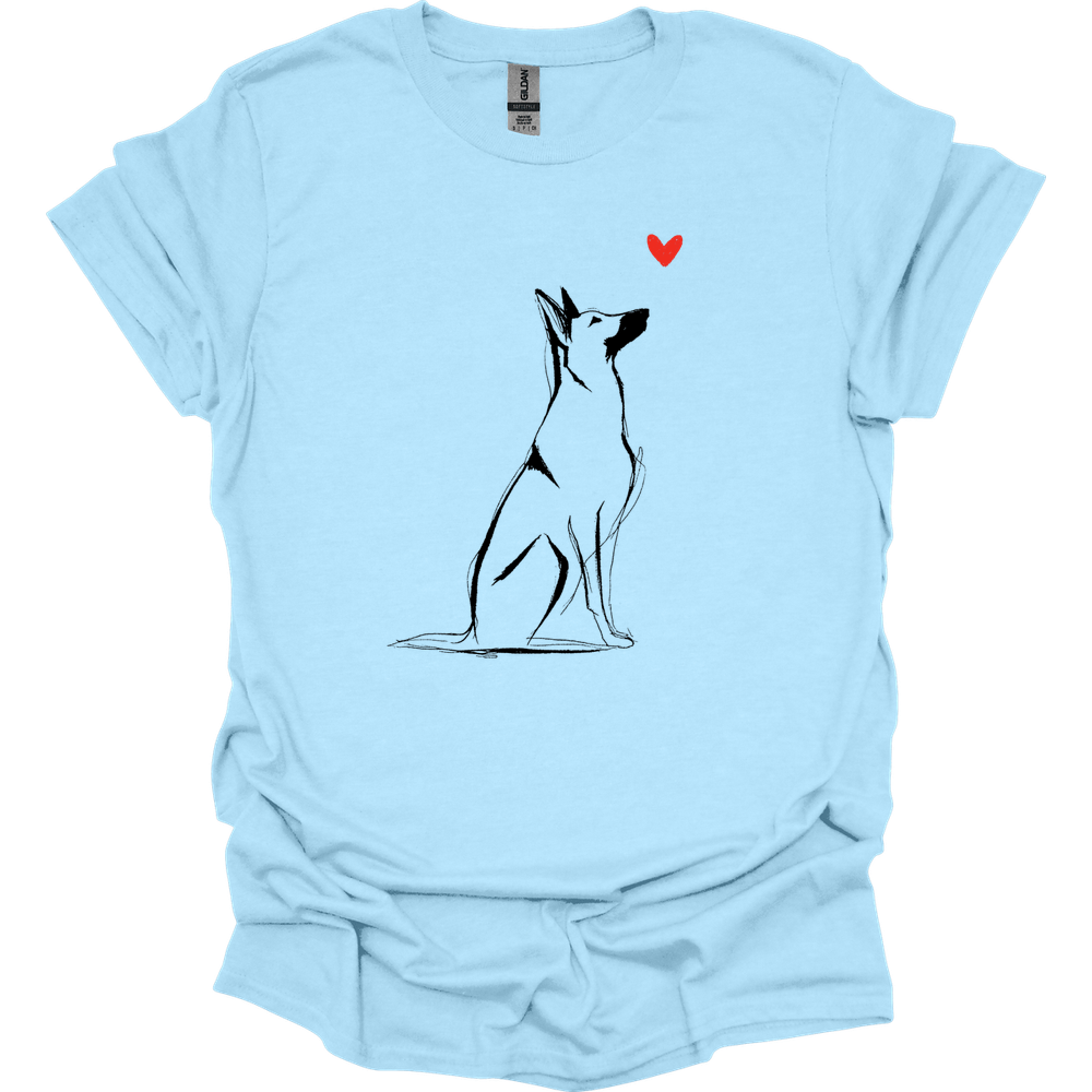 Beligian Malinois - Sketch Dog T-Shirt - Light Blue