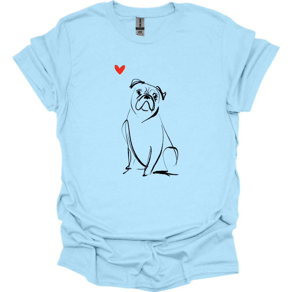 Boxer - Sketch Dog T-Shirt - Light Blue