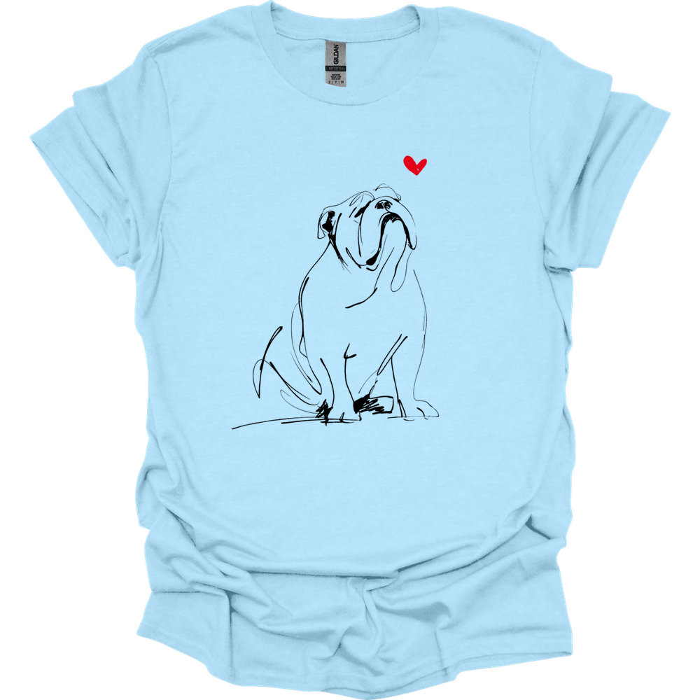 Bulldog - Sketch Dog T-Shirt - Light Blue