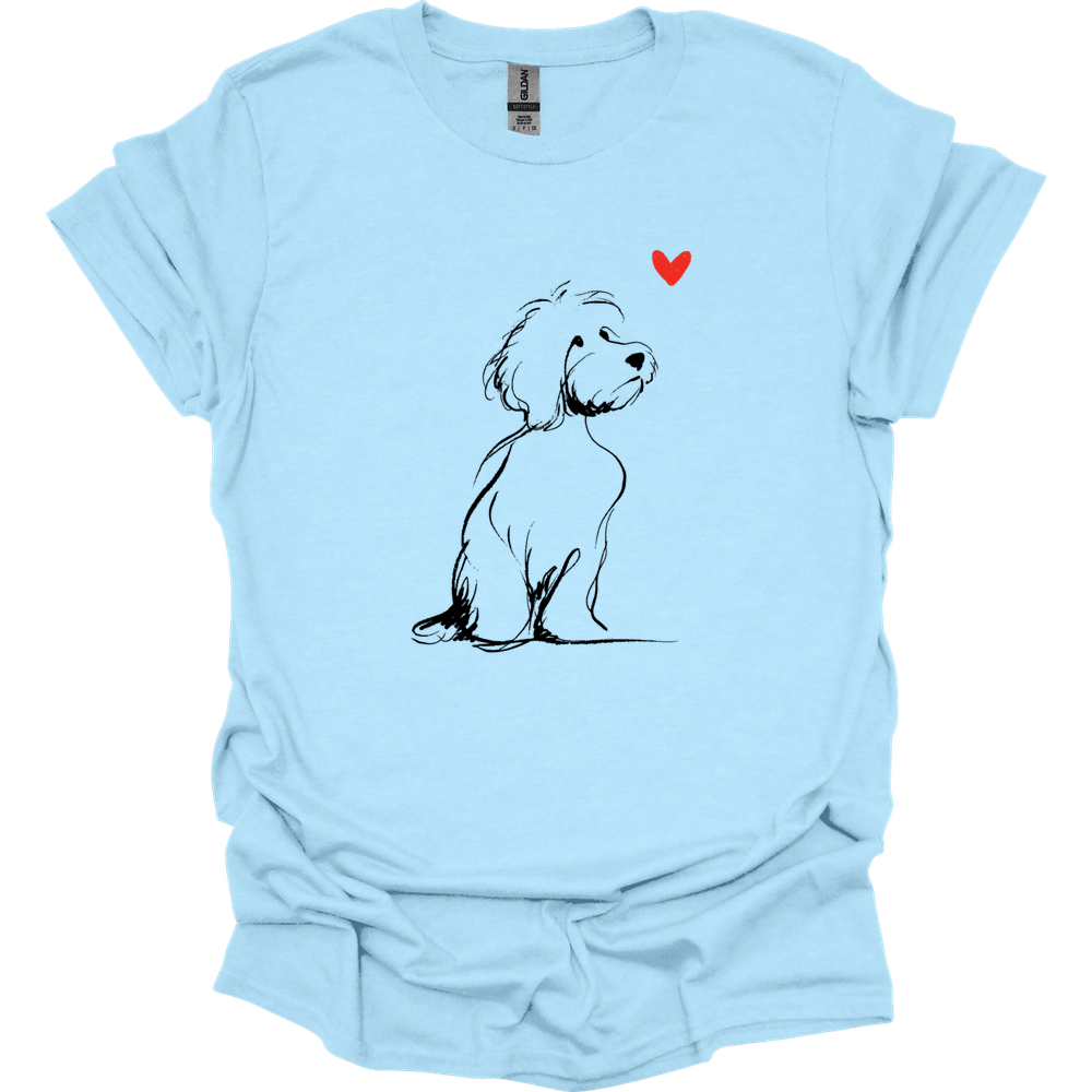 Cavapoo - Sketch Dog T-Shirt - Light Blue