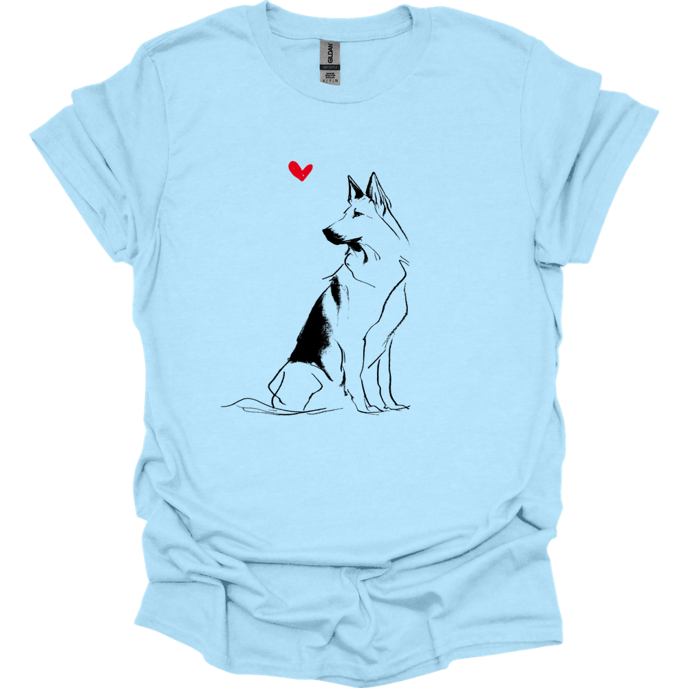 Dutch Shepherd - Sketch Dog T-Shirt - Light Blue