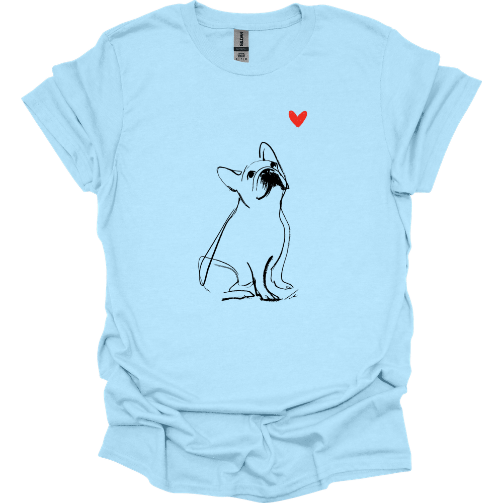 French Bulldog - Sketch Dog T-Shirt - Light Blue