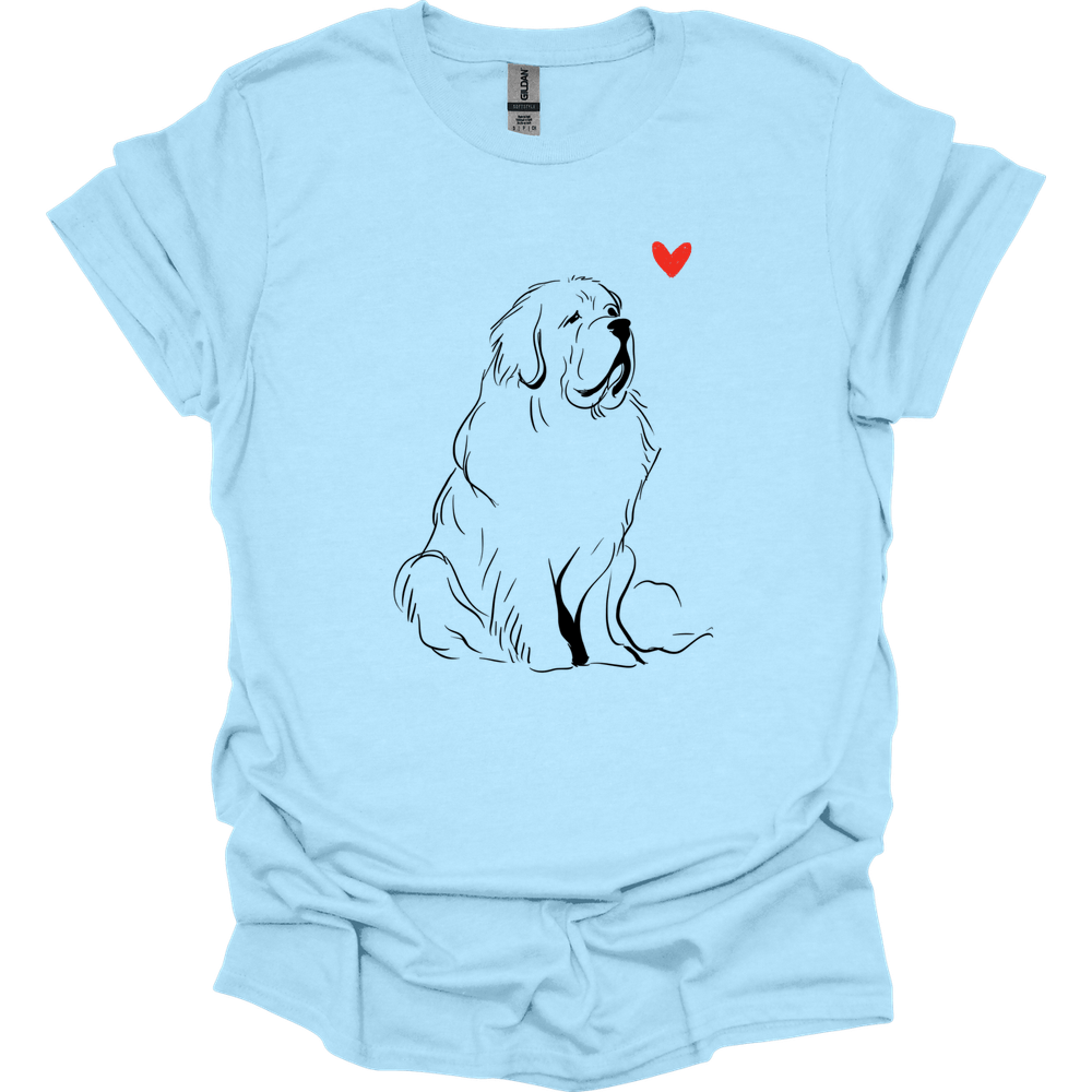 Newfoundland - Sketch Dog T-Shirt - Light Blue
