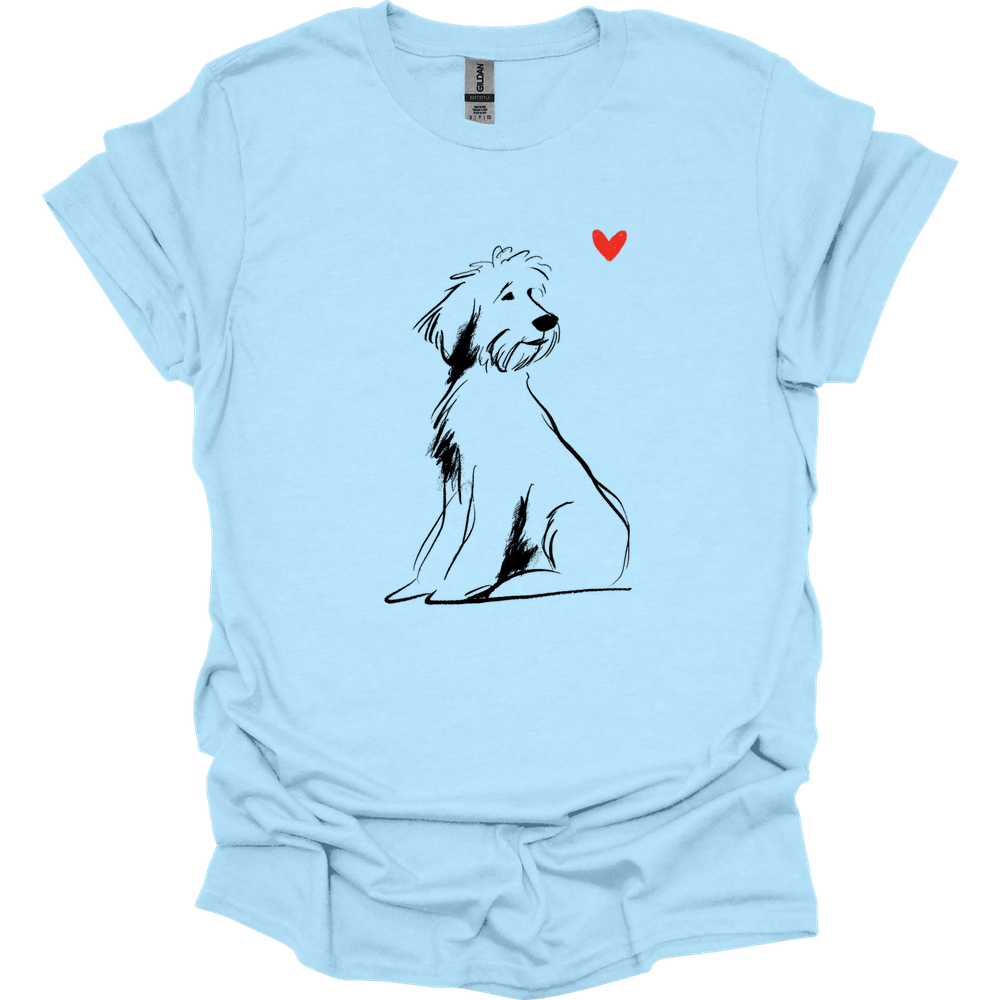 Portuguese Water Dog - Sketch Dog T-Shirt - Light Blue