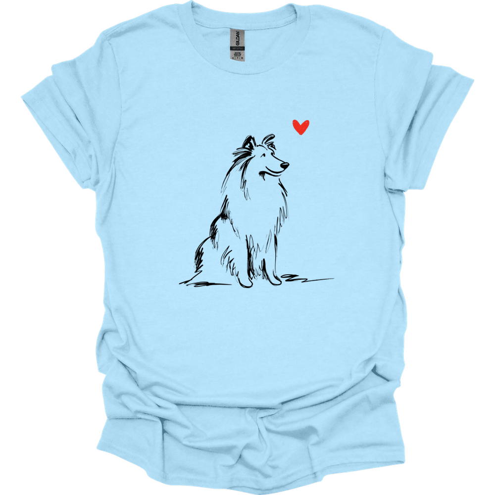 Shetland Sheepdog - Sketch Dog T-Shirt - Light Blue