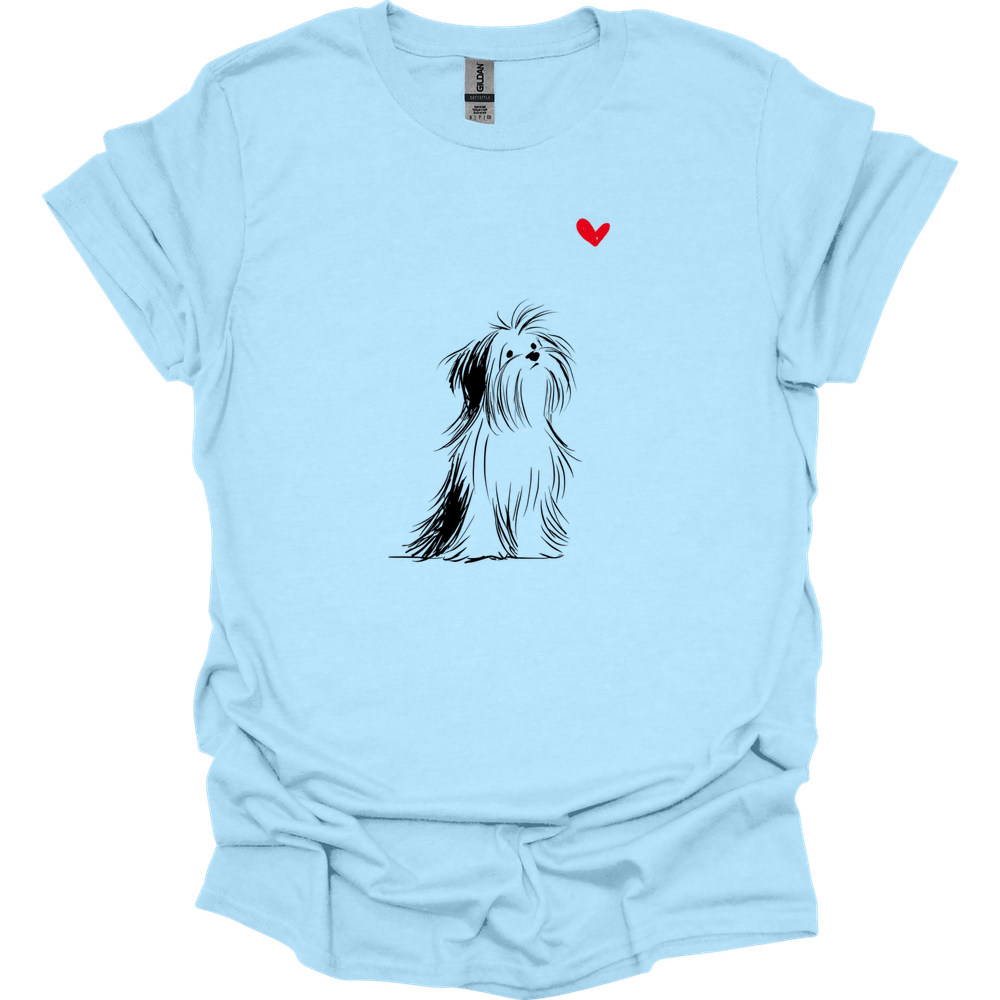 Shih Tzu - Sketch Dog T-Shirt - Light Blue