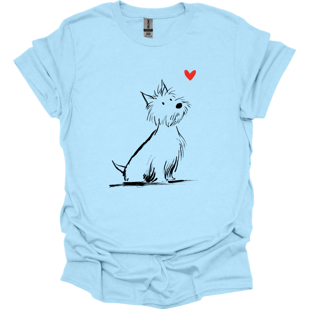 West Highland White Terrier - Sketch Dog T-Shirt - Light Blue