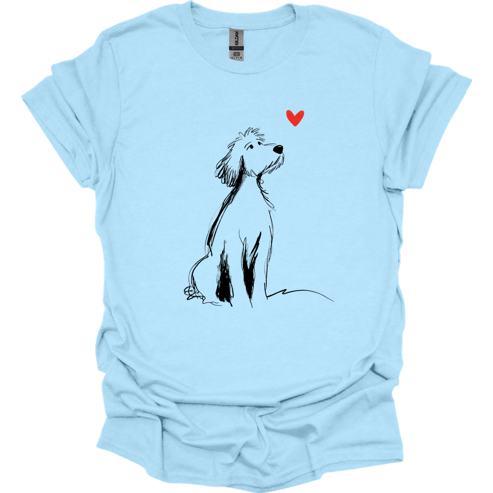 Golden Doodle - Sketch Dog T-Shirt - Light Blue