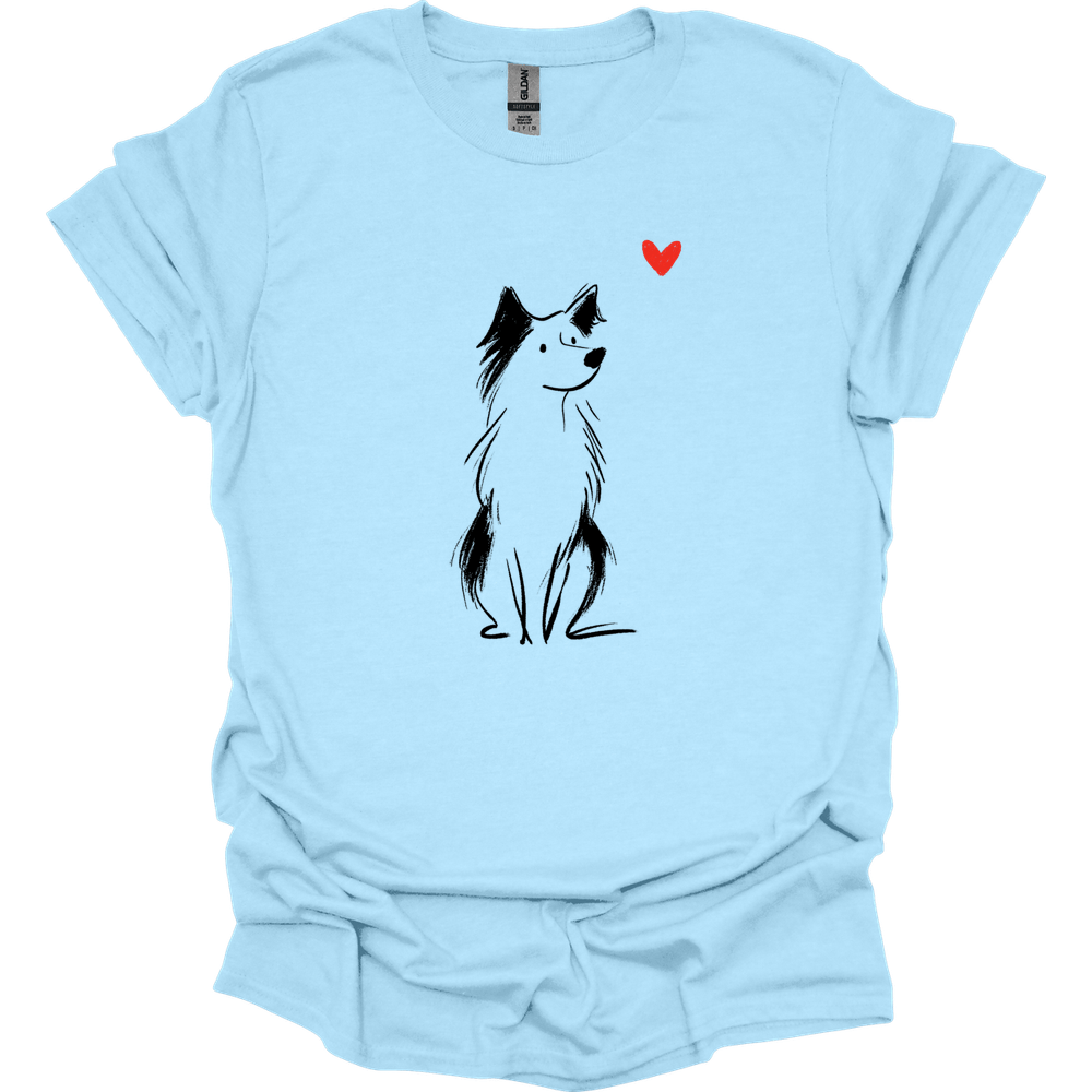 Australian Shepherd - Sketch Dog T-Shirt - Light Blue