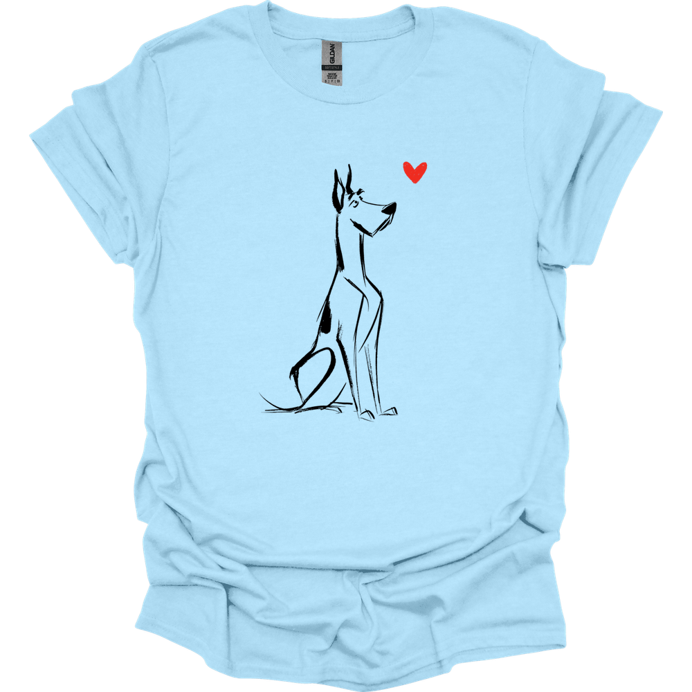 Great Dane - Sketch Dog T-Shirt - Light Blue