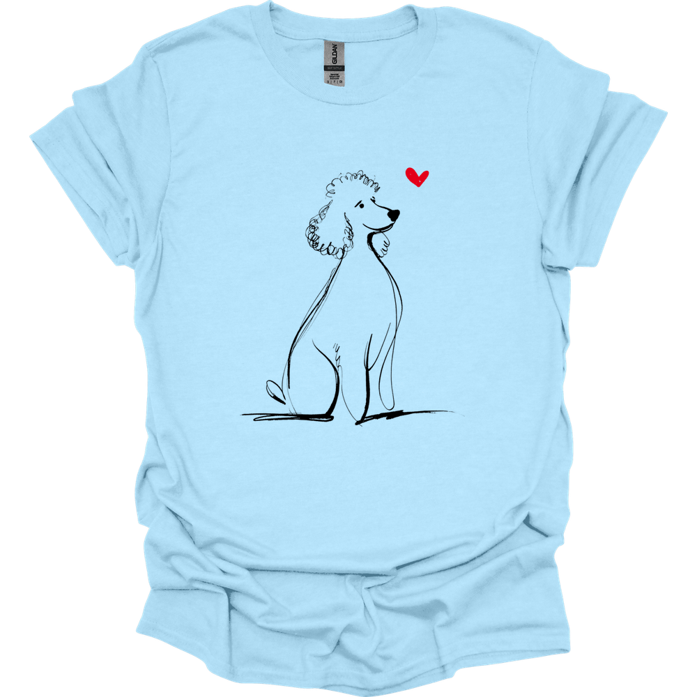 Poodle - Sketch Dog T-Shirt - Light Blue