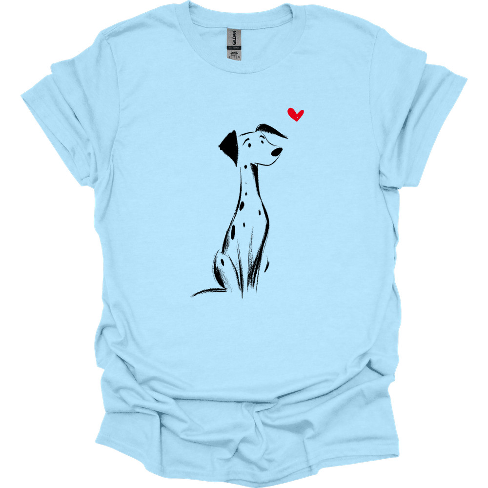 Dalmatian - Sketch Dog T-Shirt - Light Blue