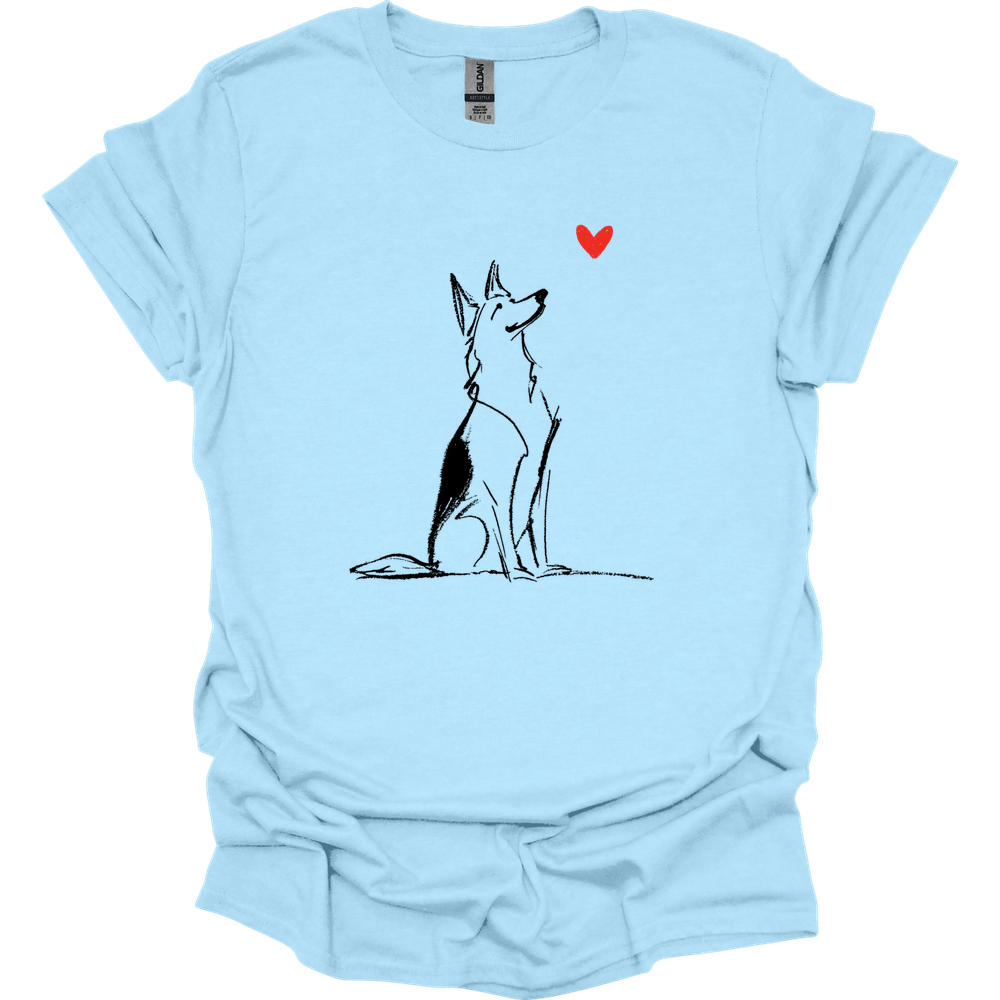 German Shepherd - Sketch Dog T-Shirt - Light Blue