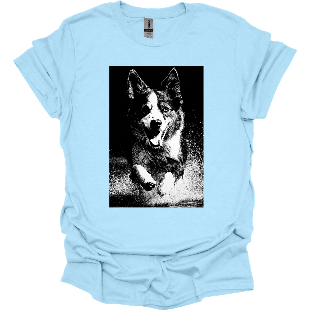 Miniature American Shepherd - Puddle Dog T-Shirt - Light Blue