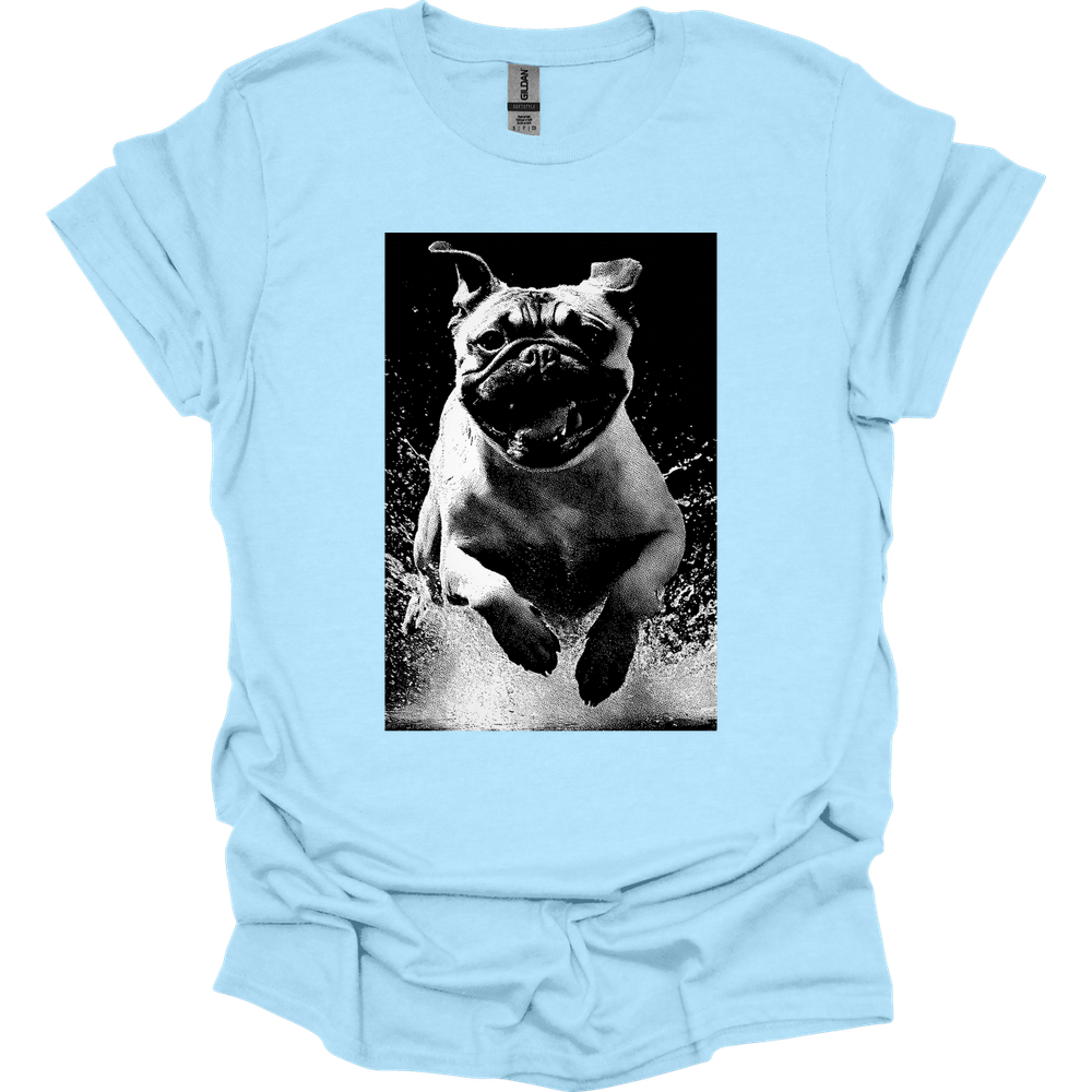 Pug - Puddle Dog T-Shirt - Light Blue