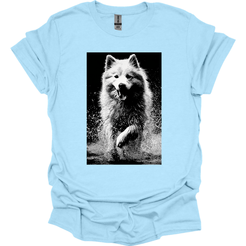Samoyed - Puddle Dog T-Shirt - Light Blue