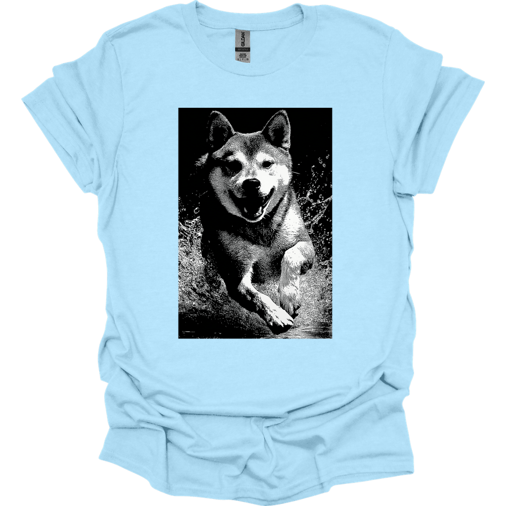 Shiba Inu - Puddle Dog T-Shirt - Light Blue