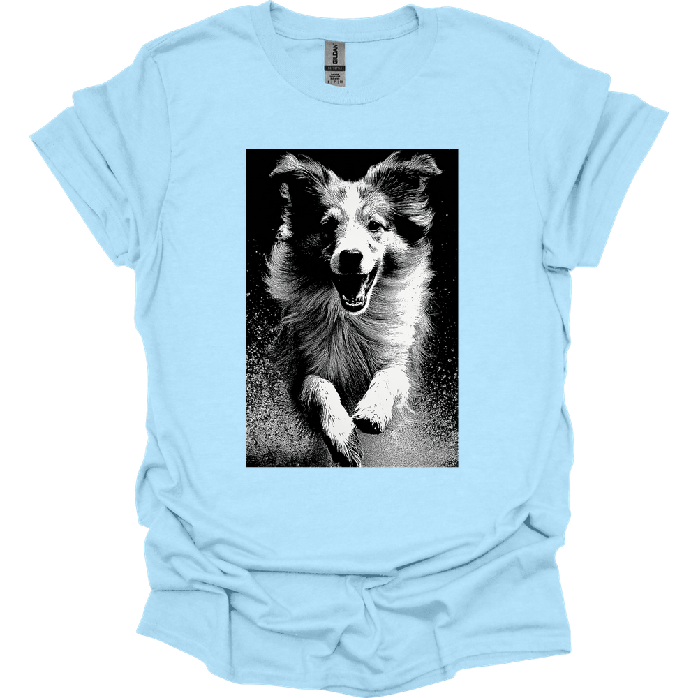 Shetland Sheepdog - Puddle Dog T-Shirt - Light Blue