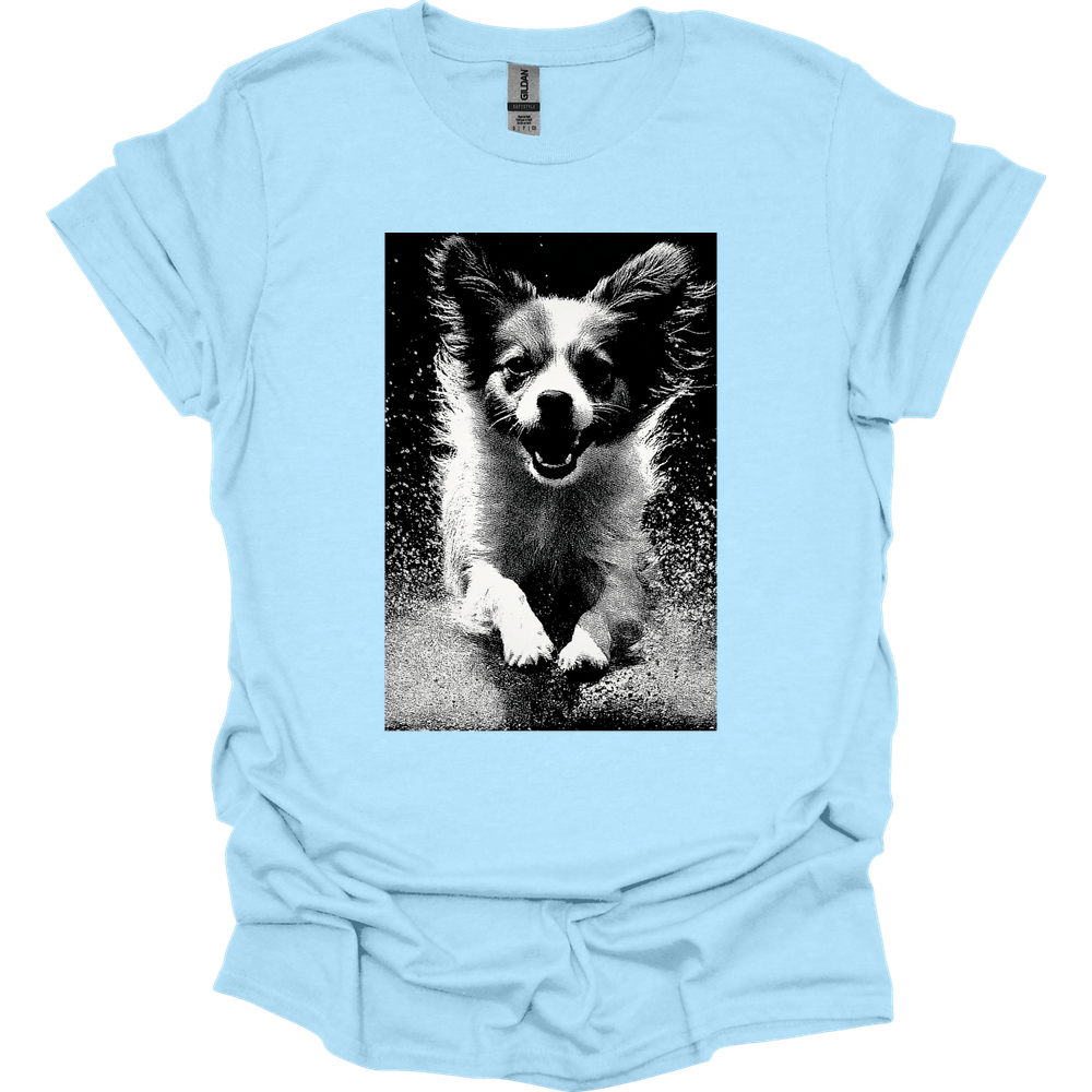 Papillon - Puddle Dog T-Shirt - Light Blue