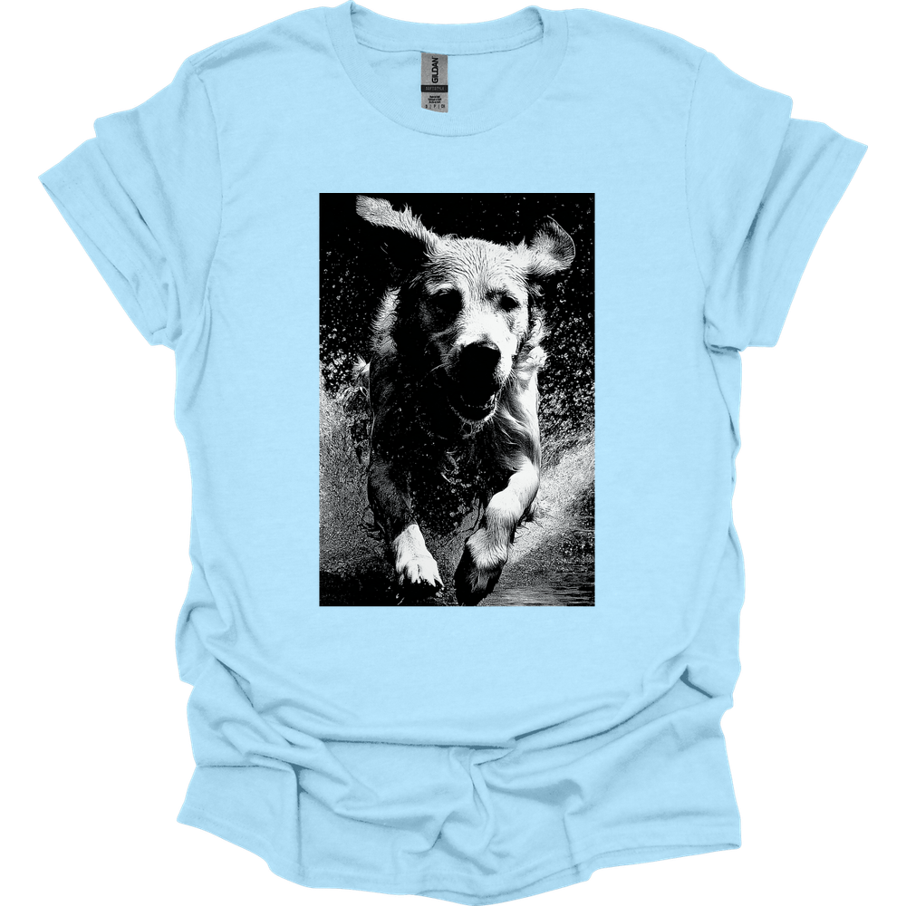 Golden Retriever - Puddle Dog T-Shirt - Light Blue