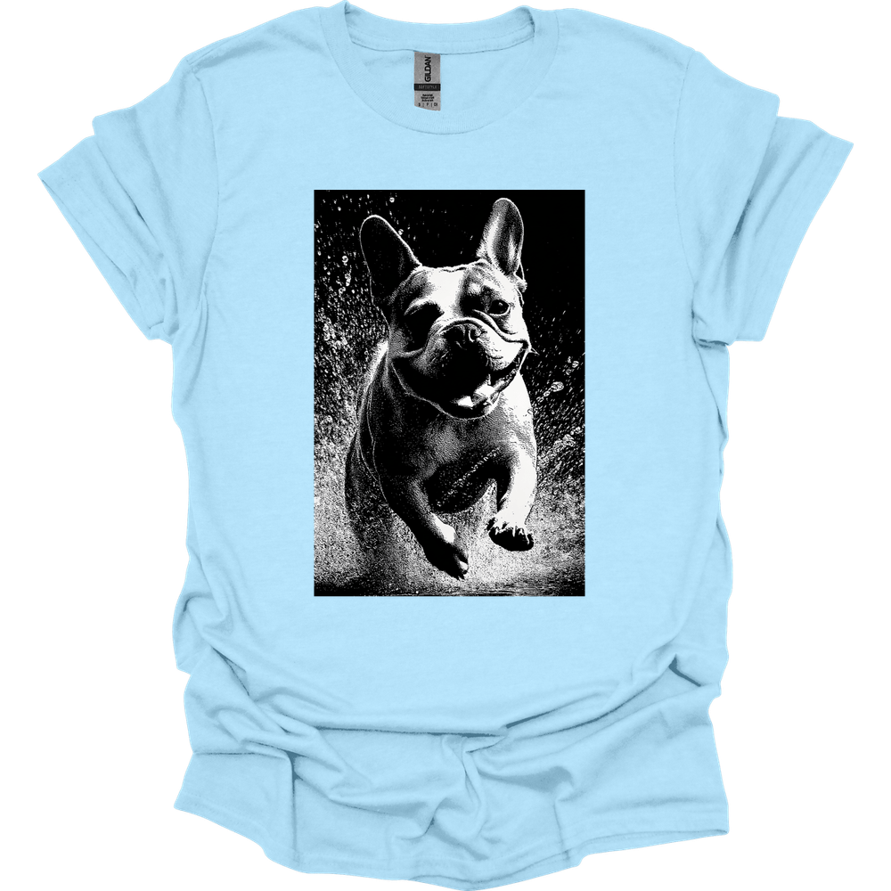 French Bulldog - Puddle Dog T-Shirt - Light Blue