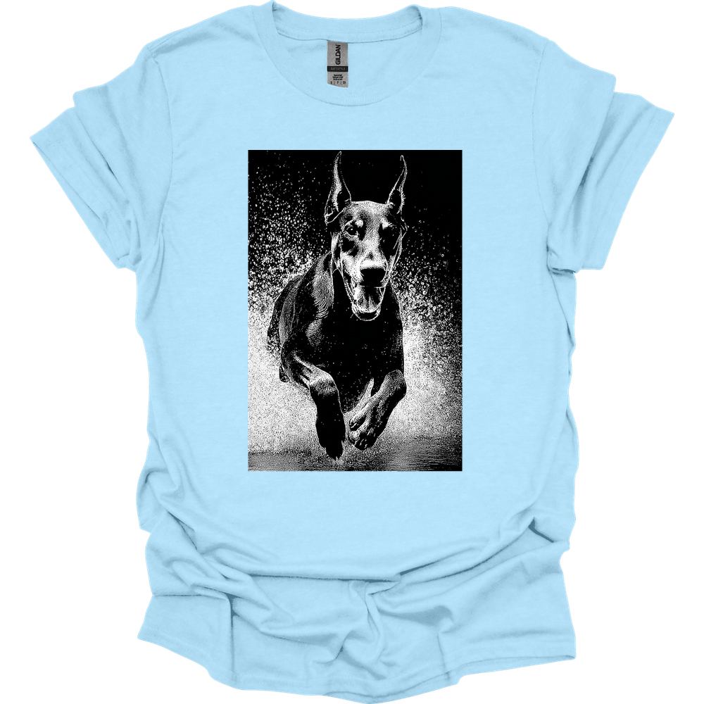 Doberman - Puddle Dog T-Shirt - Light Blue