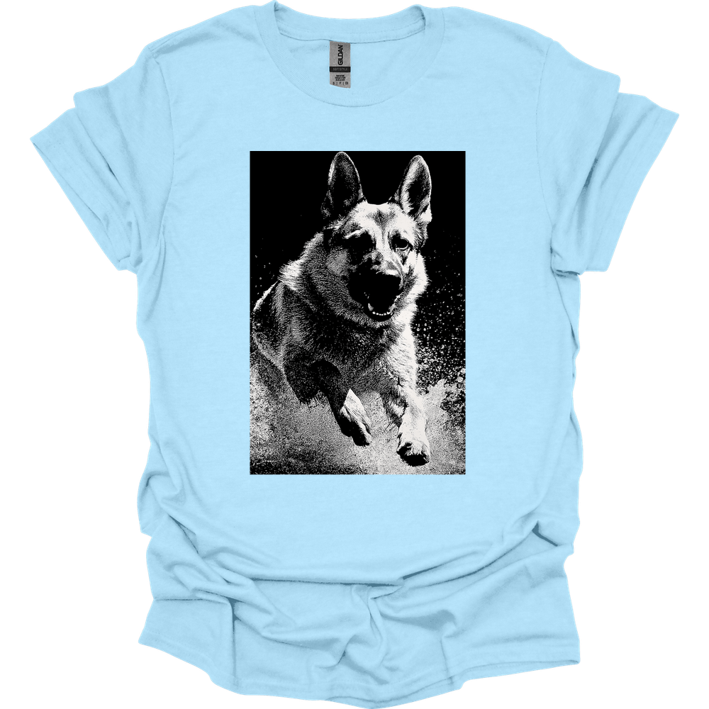 German Shepherd - Puddle Dog T-Shirt - Light Blue