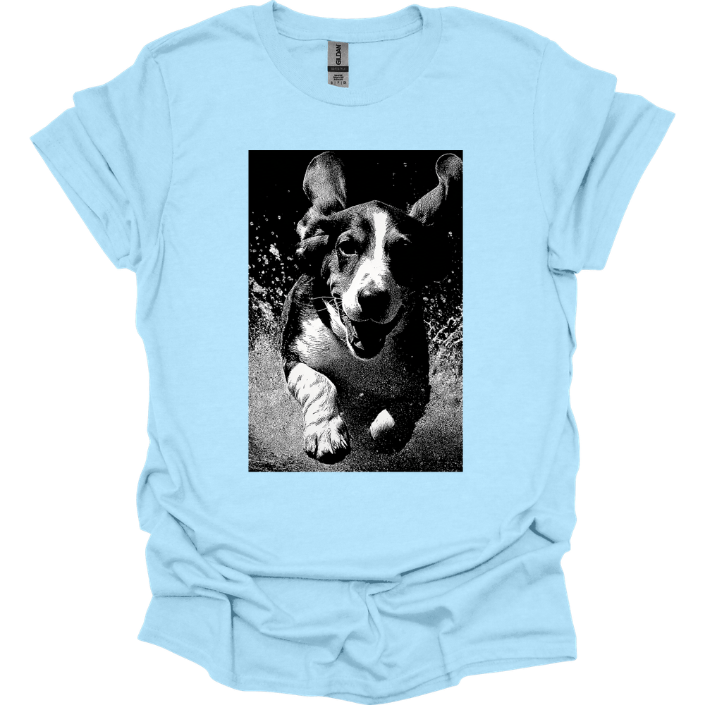 Basset Hound - Puddle Dog T-Shirt - Light Blue