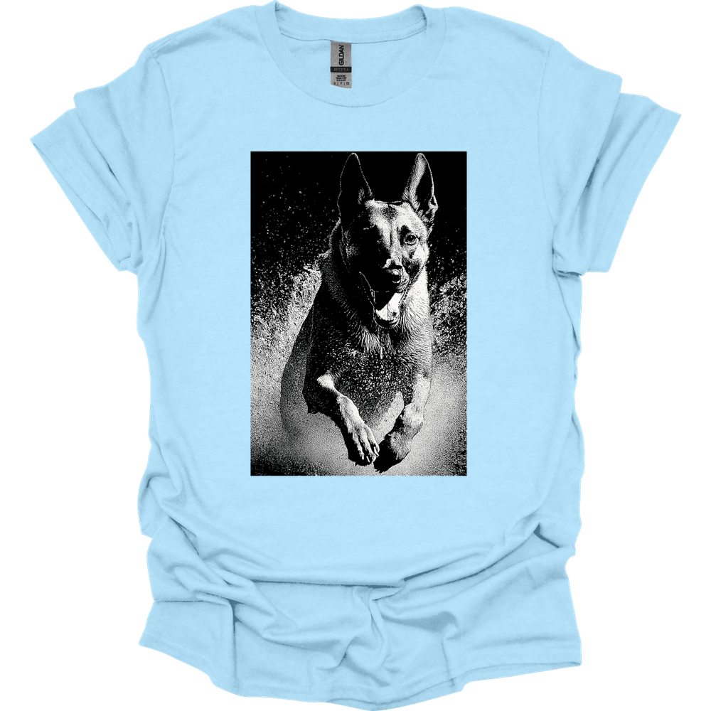 Belgian Malinois - Puddle Dog T-Shirt - Light Blue