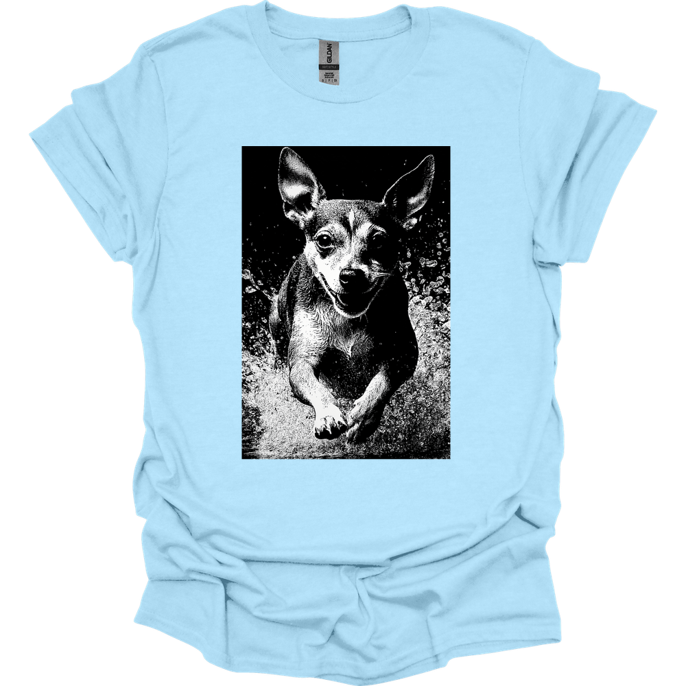 Chihuahua - Puddle Dog T-Shirt - Light Blue