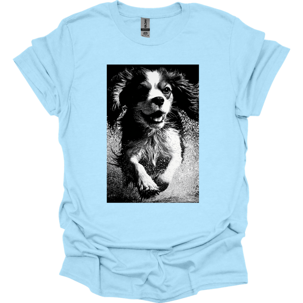 Cavalier King Charles Spaniel - Puddle Dog T-Shirt - Light Blue