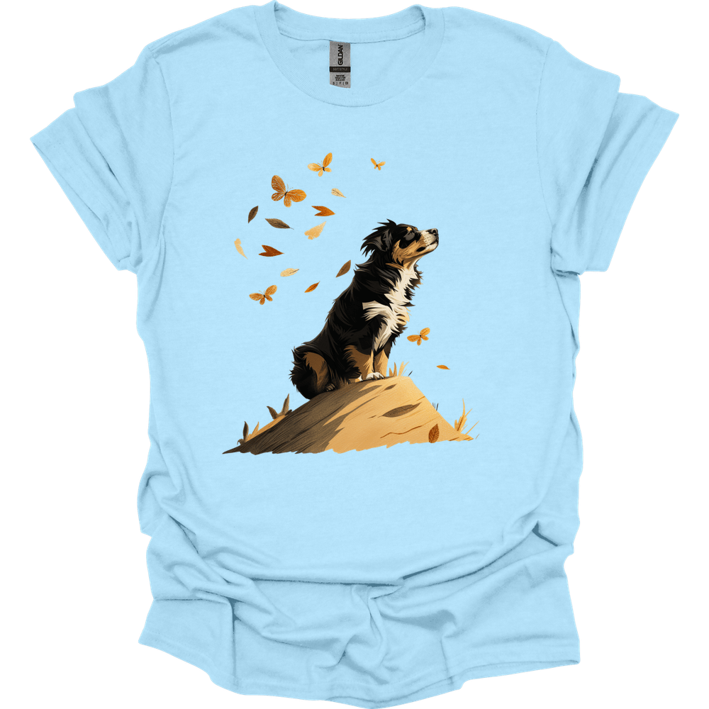 Bernese Mountain Dog - Fall Dog T-Shirt - Light Blue