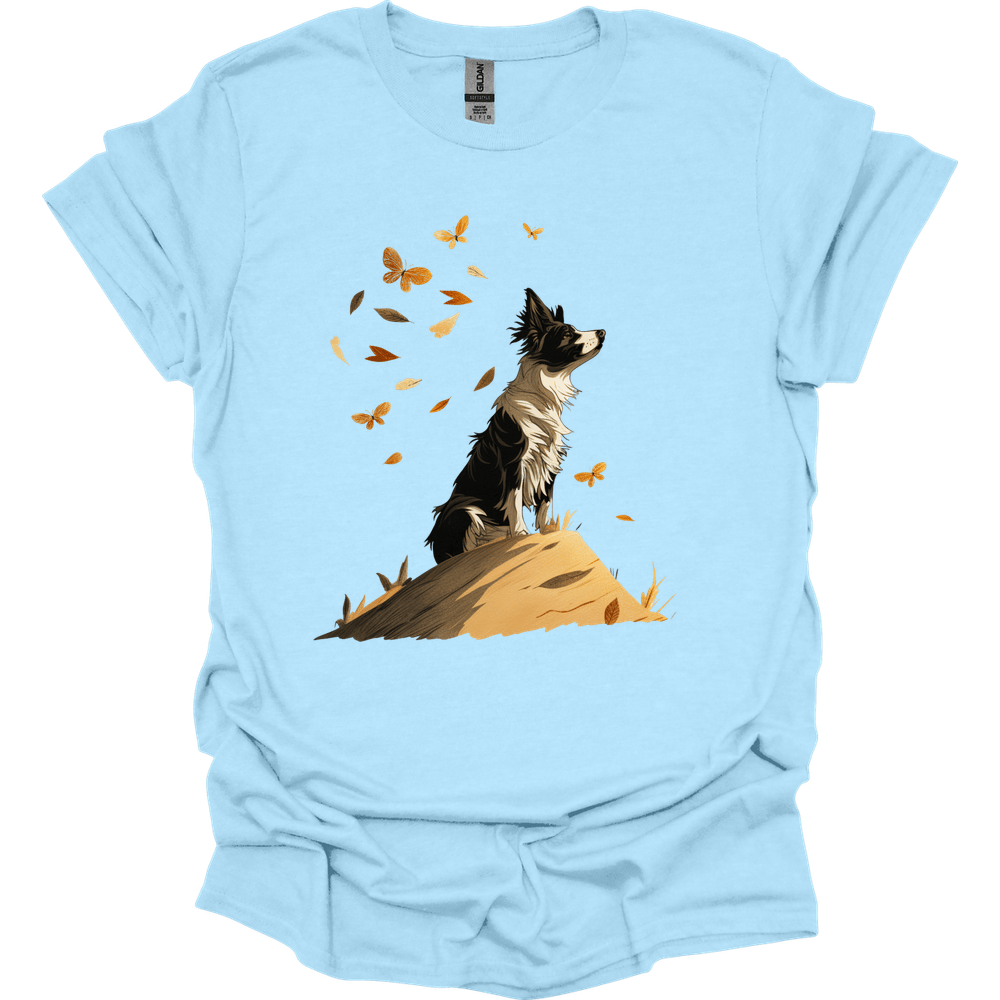 Border Collie - Fall Dog T-Shirt - Light Blue