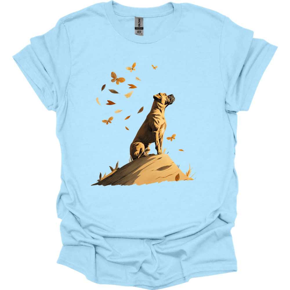 Boxer - Fall Dog T-Shirt - Light Blue