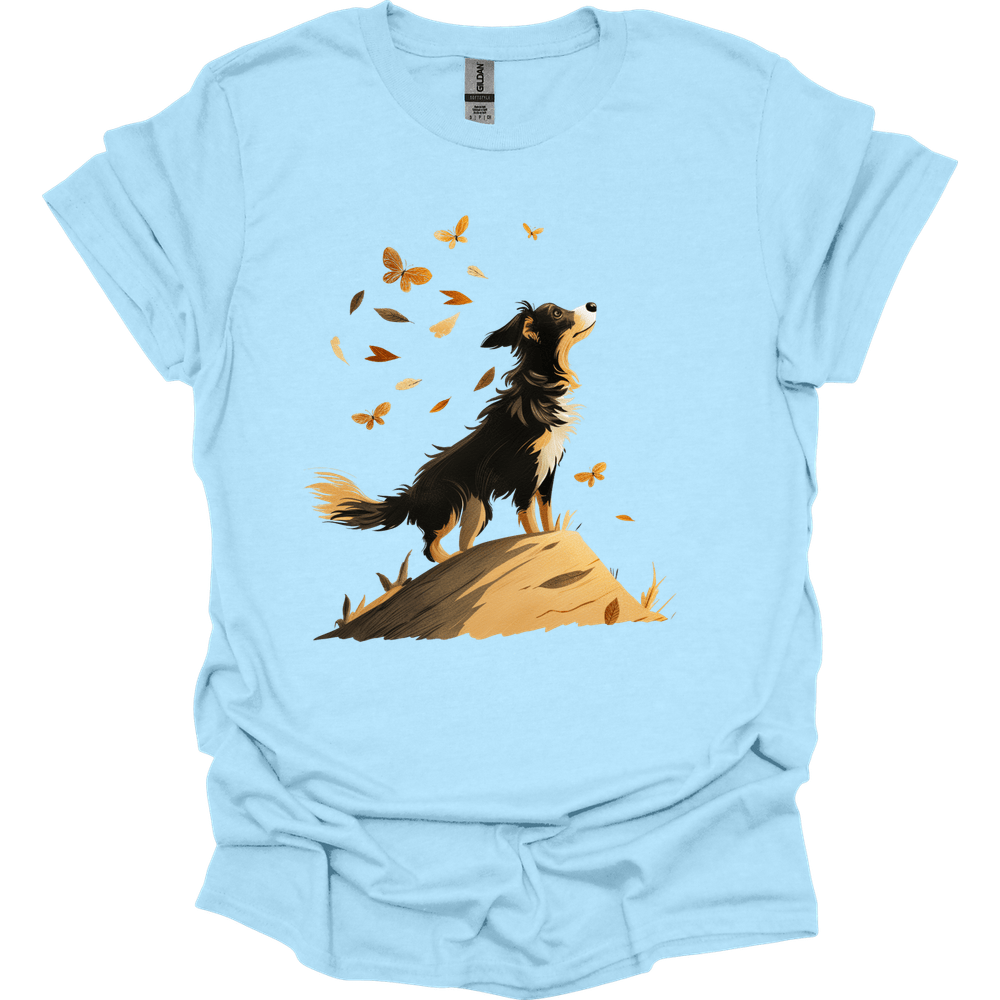 Australian Shepherd - Fall Dog T-Shirt - Light Blue