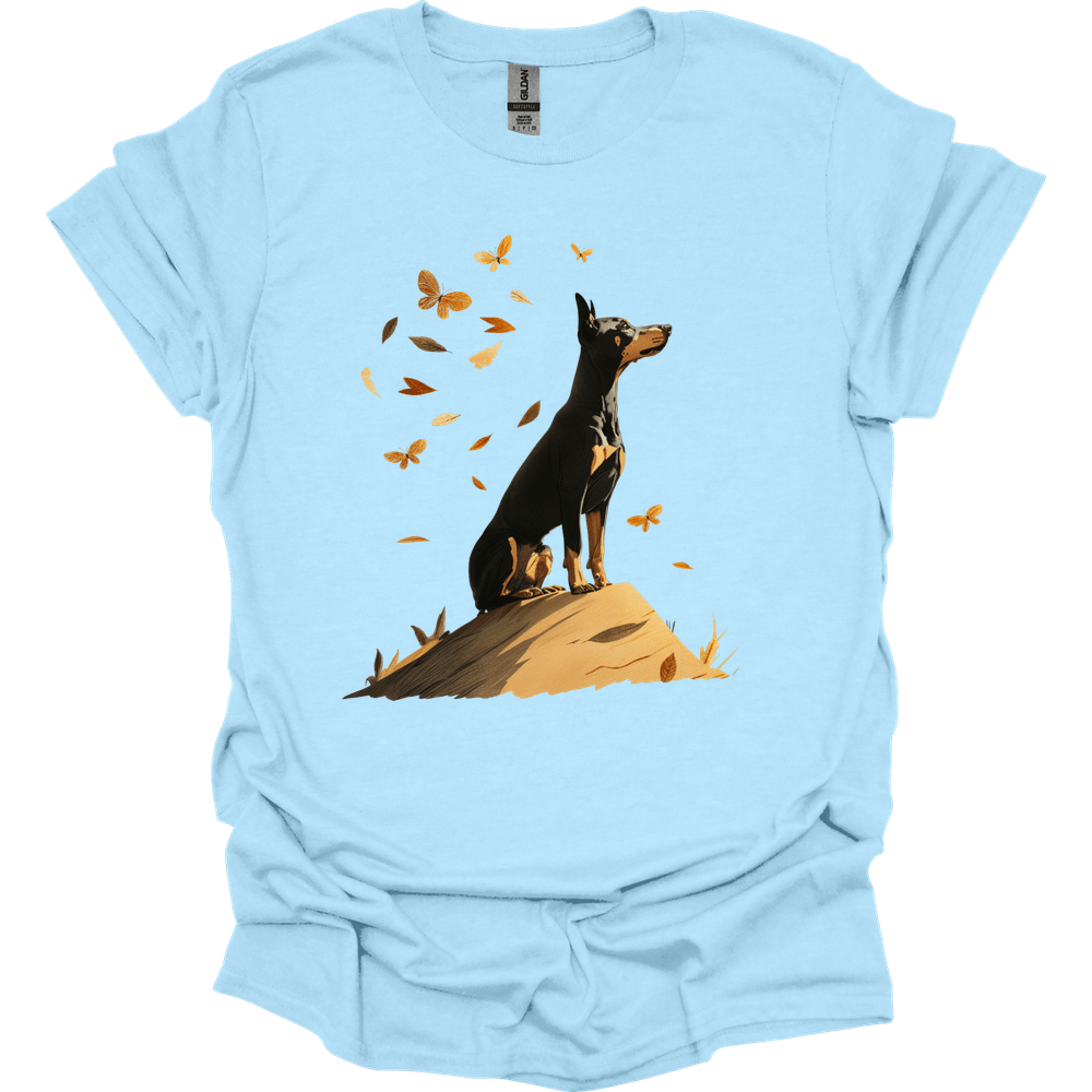 Doberman - Fall Dog T-Shirt - Light Blue