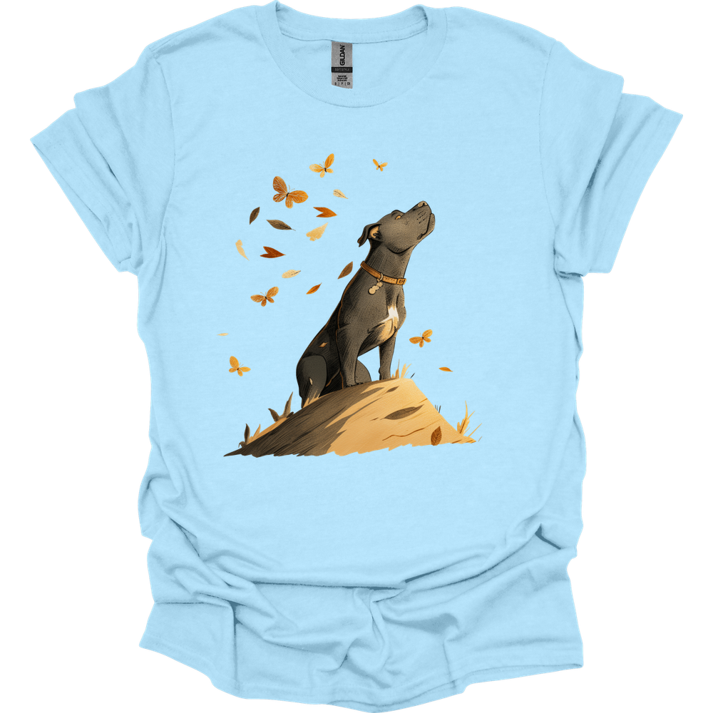 Pitbull - Fall Dog T-Shirt - Light Blue