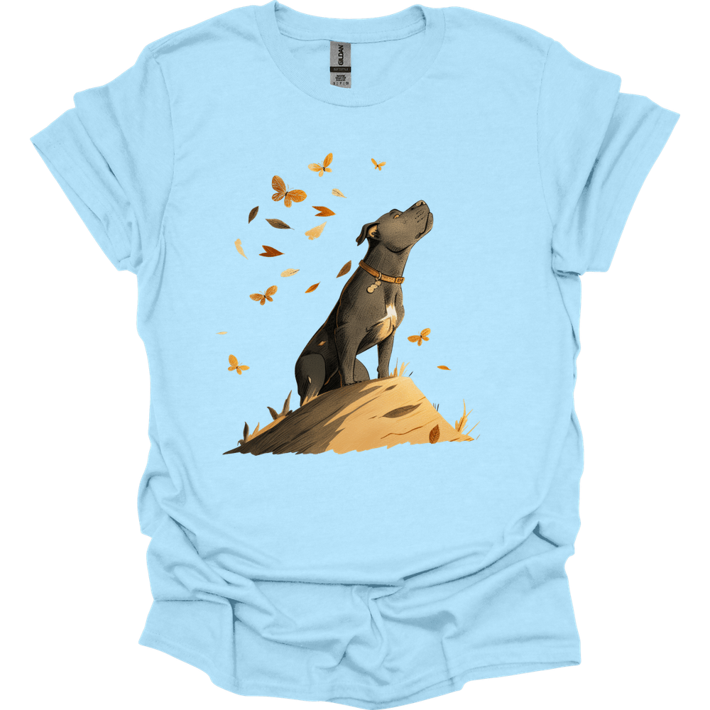 Pitbull - Fall Dog T-Shirt - Light Blue