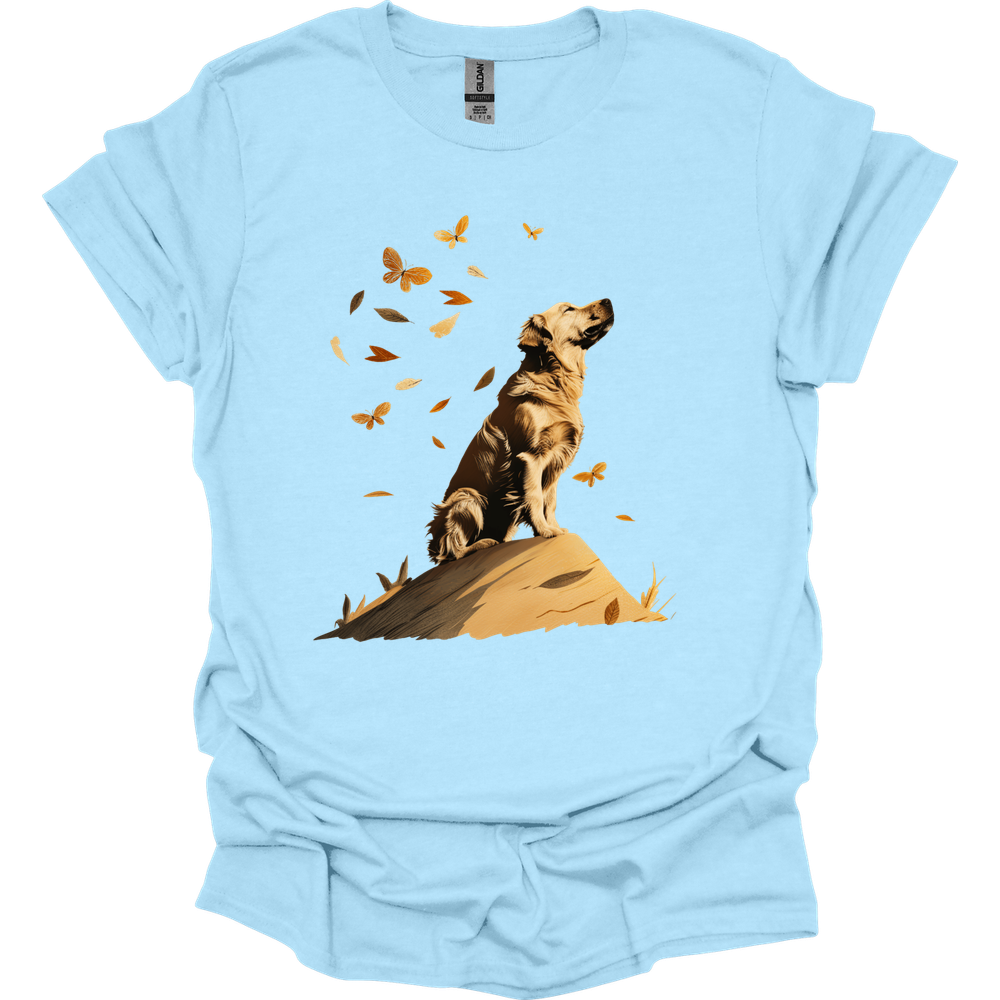 Golden Retriever - Fall Dog T-Shirt - Light Blue