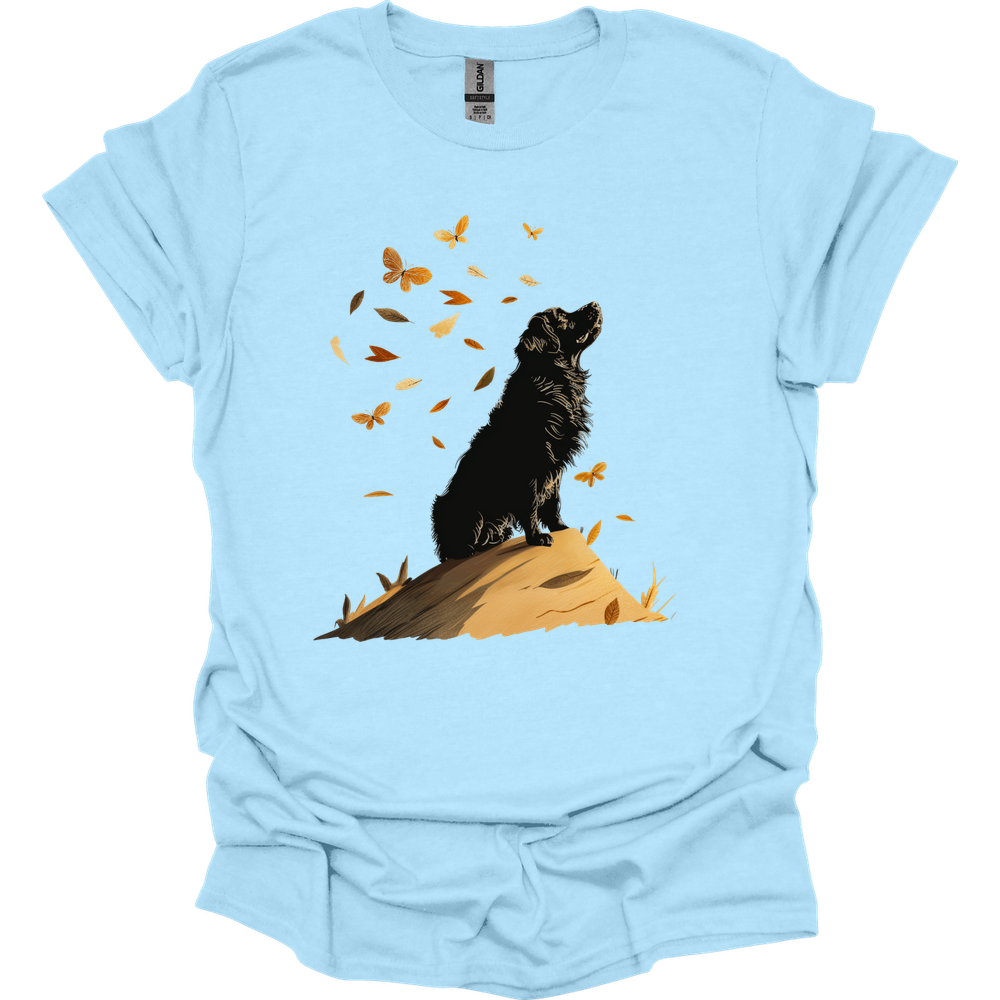 Newfoundland - Fall Dog T-Shirt - Light Blue