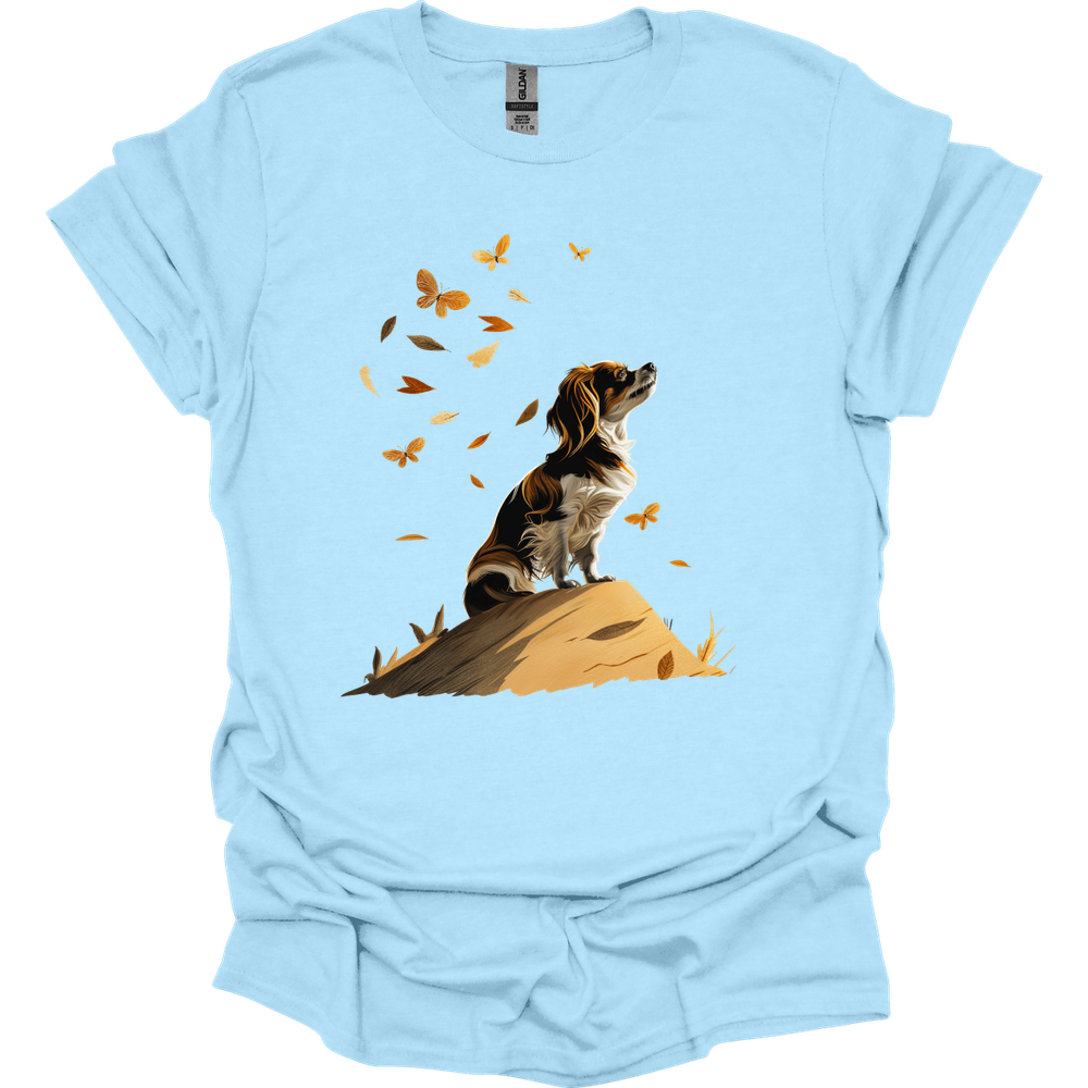 Papillon - Fall Dog T-Shirt - Light Blue